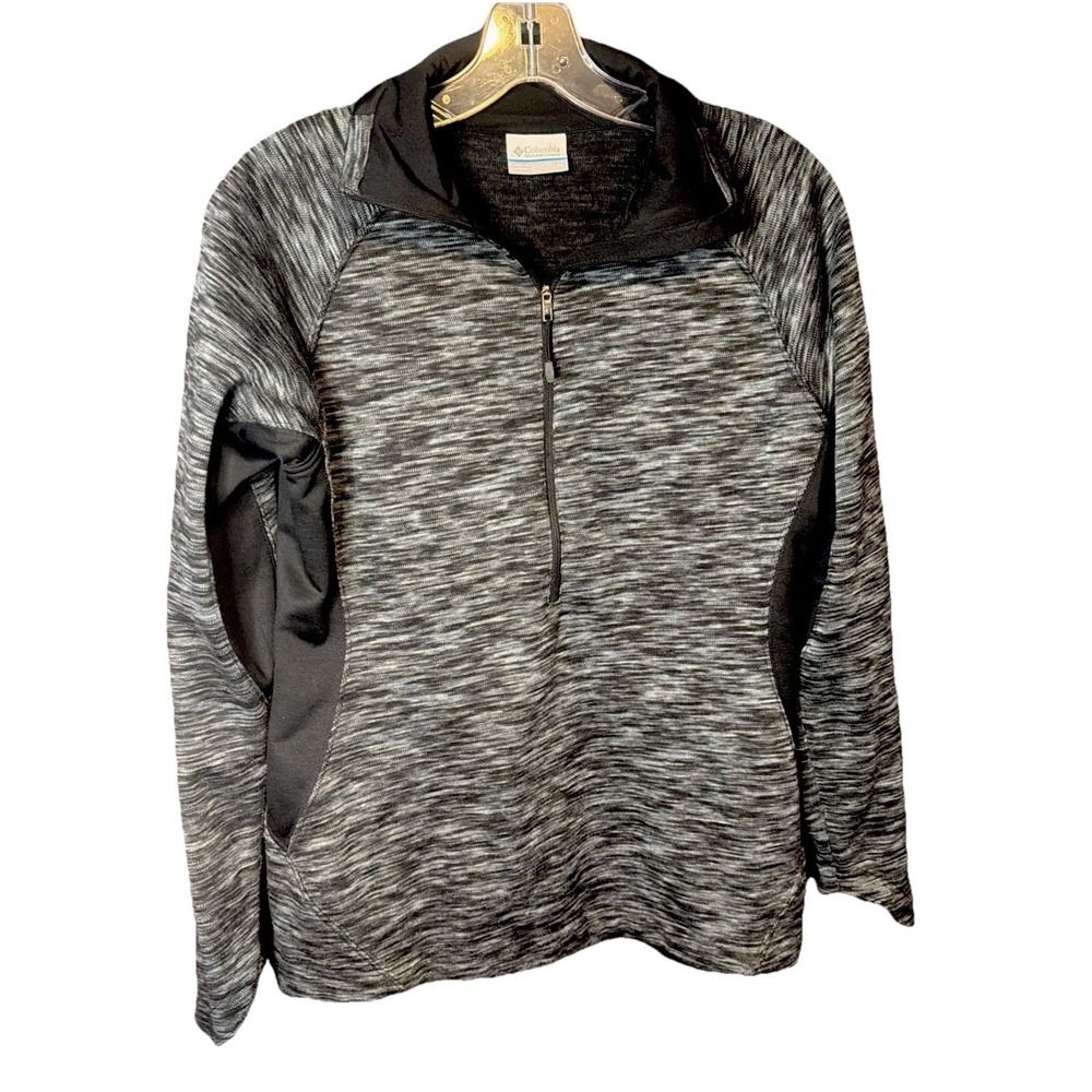 Columbia Sportswear Women's Medium 1/4 Zip Pullover Gray Black Space Dye - Picture 2 of 5